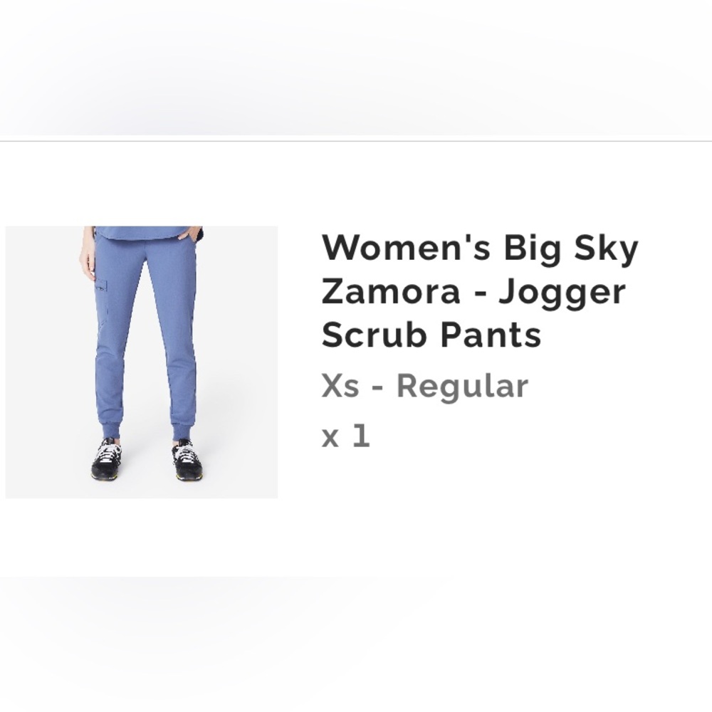 Figs Zamora jogger scrub pants, big sky, XS. Good condition.